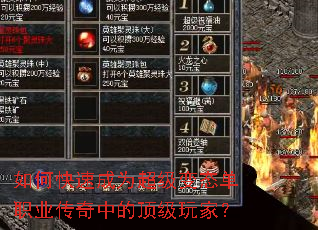 如何快速成为超级变态单职业传奇中的顶级玩家? 如何快速成为超级变态单职业传奇中的顶级玩家?